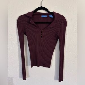 dELiA*s Ribbed Maroon Long Sleeve Top